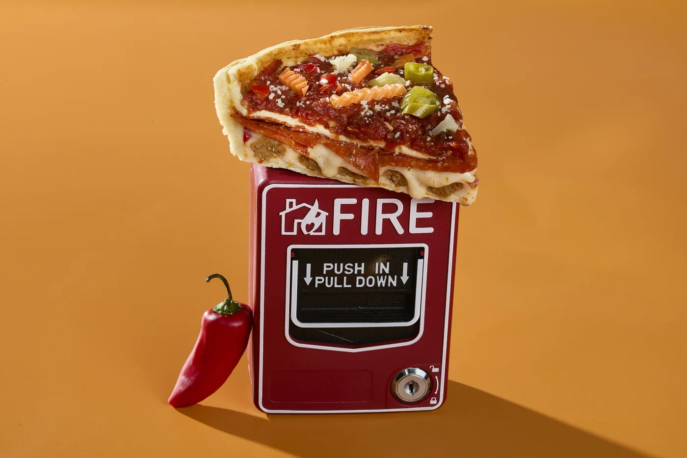 Great Chicago Fire pizza slice